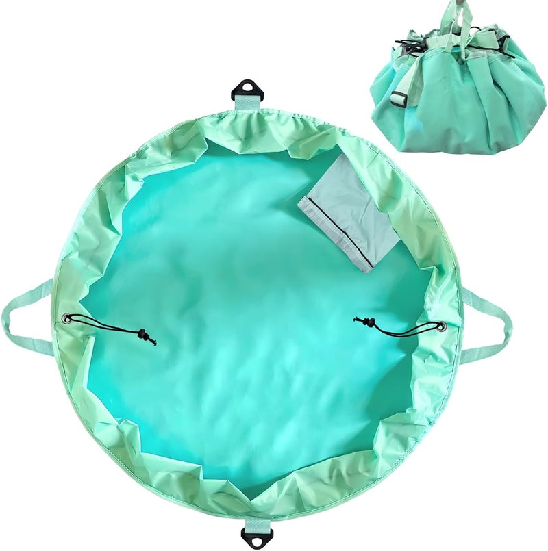 YERGOFE Wetsuit Changing Mat - 90x90cm | 600D Sandproof Beach Bag with Storage Pockets | Drawstring Tote for Surfing, Camping & Family Beach Days - Image 1